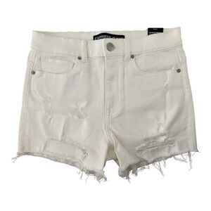 NWT Express Super High Rise Cut Off Distressed Denim Shorts – White Wash Size 6